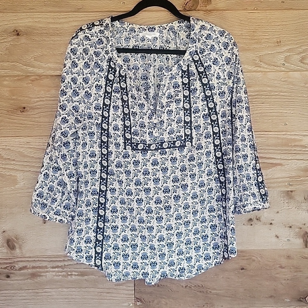 beachlunchlounge Boho Tunic Toop Blue Paisley Print Size Large
